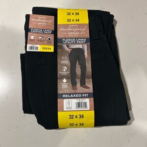 Weatherproof Vintage Fleece Lined Utility Pant Black 32x34 Comfort Stretch